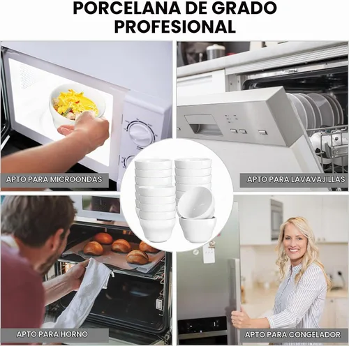 Vista 4 de Suclain - Paquete de 24 tazas de sopa de 8 onzas, tazas de salsa, cuencos de salsa para caldo, color blanco Porcelain, Stackable, Dipping Sauce