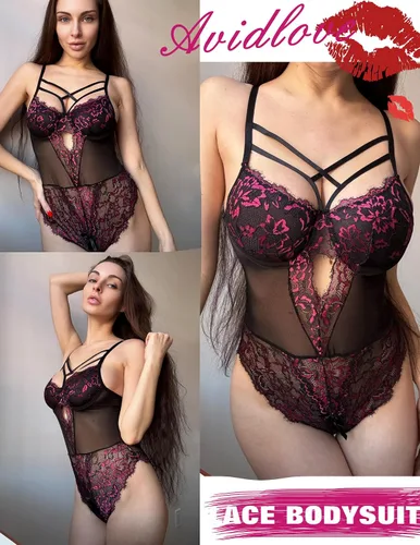 Vista 130 de Avidlove Lencería de encaje floral para mujer, lencería de una pieza, babydoll
