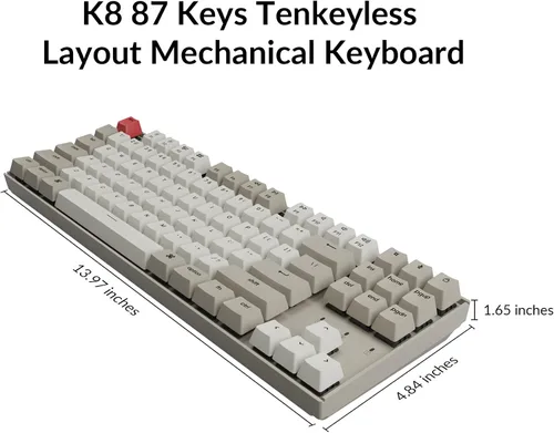 Vista 5 de Keychron K8 87 teclas Tenkeyless Layout inalámbrico Bluetooth teclado mecánico para juegos Mac teclado multitarea tipo C con cable para Windows