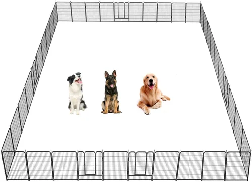 Vista 10 de Corralito para perros, 32/40/45 pulgadas de altura en resistente, plegable para interiores y exteriores, valla antióxido para ejercicio de perros