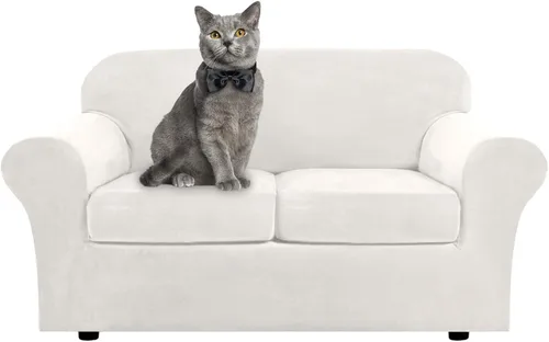Vista 17 de ShowyLive Fundas para silla de sala de estar, funda elástica para sillón de felpa de terciopelo con 1 cojín separado, protector elástico de muebles