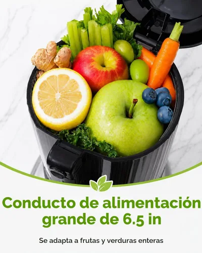 Vista 2 de AMZCHEF Exprimidor de prensa en frío, Juicer lento de autoalimentación de Negro mate