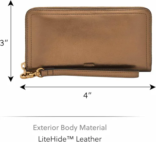 Vista 5 de Fossil Women's Logan Leather RFID-Blocking Zip Around Clutch Wallet with Wristlet Strap for Women