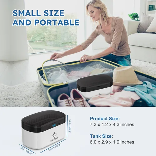 Vista 4 de Life Basis Limpiador ultrasónico de joyas portátil – Máquina de limpieza sónica de 500ML con limpieza profunda de 42kHz, 5 ajustes de temporizador