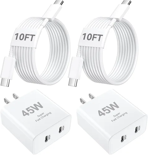 Vista 8 de Cargador para iPhone 16 Pro Max de carga rápida, bloque de cargador de pared USB C de 45 W con cable de carga larga USB C a USB C de 6 pies