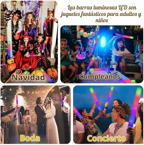 Vista 4 de LifBetter Varillas luminosas a granel, varillas de espuma LED en la oscuridad con 3 modos intermitentes de espuma LED multicolor iluminan recuerdos