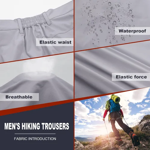 Vista 4 de MEETYOO Pantalones cargo de senderismo para hombre, impermeables, tácticos, ligeros, elásticos, para acampar