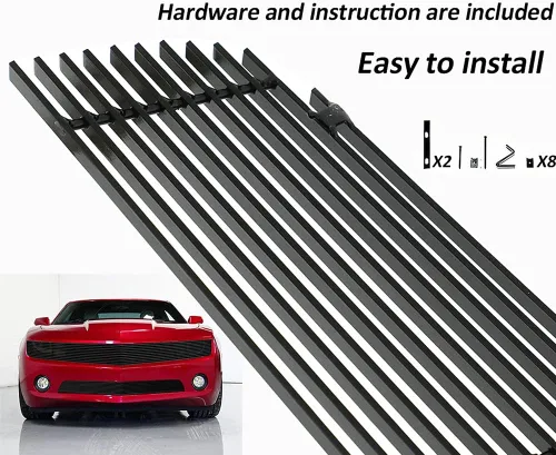 Vista 3 de Inserto de parrilla delantera negra para Chevy Camaro LT/LS V6 Phantom Billet 2010-2013, insertos de rejilla del parachoques superior, protector