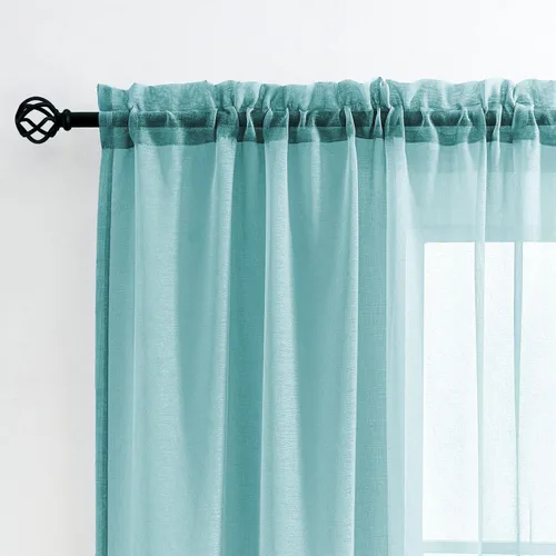 Vista 87 de MYSTIC-HOME Juego de cortinas de niveles transparentes blancas para cocina de 24 pulgadas de largo, tratamiento de cortinas para ventanas pequeñas