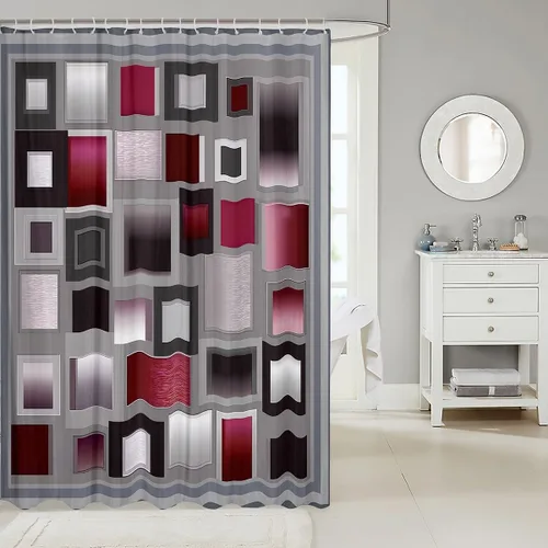 Vista 13 de Decorative White Baseball Shower Curtain Waterproof Polyester Fabric,Red Baseball Bat Bath Curtain Home Bathroom Decor Hanging Curtain with Hooks 72