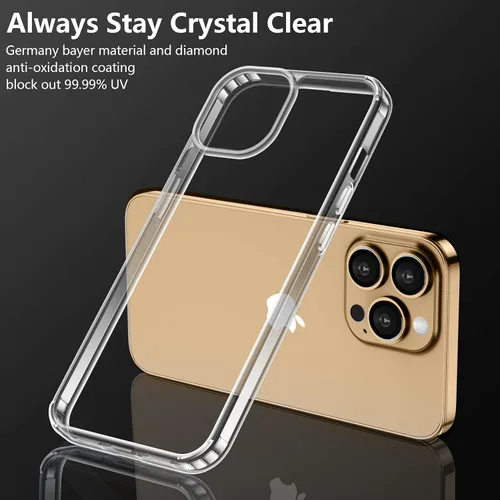 Vista 6 de soundfine Funda transparente diseñada para iPhone 14 Pro [1 paquete de protector de pantalla templado] [no amarillento]