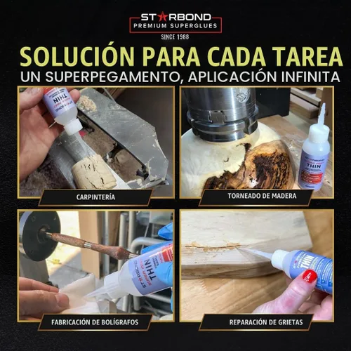 Vista 5 de Starbond Super Fast Thin, Adhesivo de cianoacrilato instantáneo prémium, superpegamento con tapa extra y micropuntas
