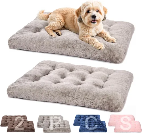 Vista 12 de POMIU Paquete de 2 camas lavables para perros, camas de felpa de lujo con antideslizante, lavable a máquina, tapete para dormir para perros grandes