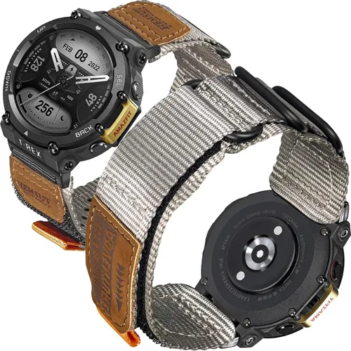 Vista 4 de torbollo Compatible con Amazfit T-Rex/T-Rex Pro/T-Rex 2, correa de reloj de nailon duradera, correa de grado militar con aro y bucle hebilla
