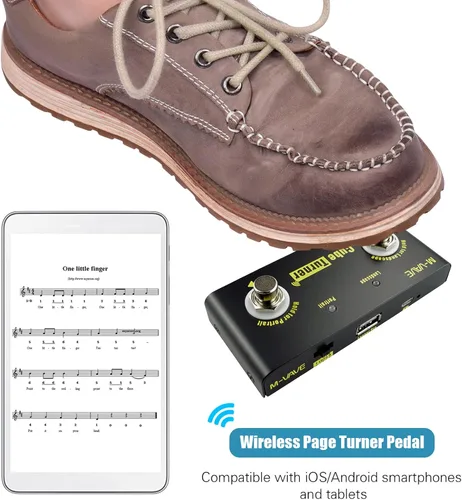 Vista 4 de Cubo Turner Page Turner Pedal Recargable Music Sheet Turner Soporta Conexión Looper