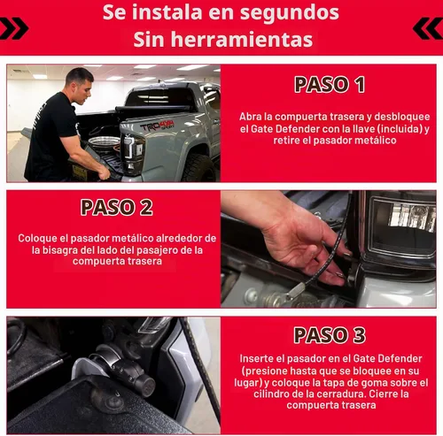Vista 4 de Collarín de cierre para portón Pop & Lock PL9900 (The Gate Defender) Fits Toyota Tacoma and all trucks, Easy installation, Truck theft prevention