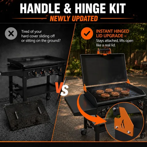 Vista 2 de Kit de mango y bisagra para parrilla Blackstone de 28" 36" 44" bisagras de Naranja