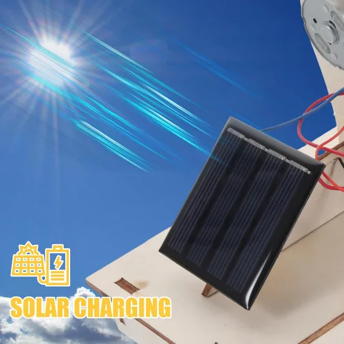 Vista 6 de Ventilador de casa 3 juegos de ventilador para el hogar, ventilador de madera de madera, modelo solar solar de ciencia educativa edificio ensamblar