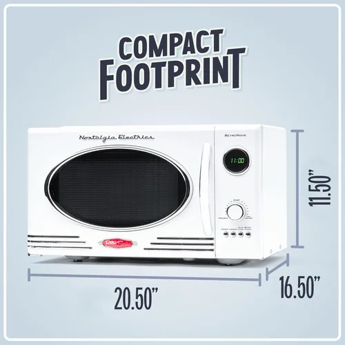 Vista 56 de Nostalgia Horno microondas retro compacto para encimera, 0.7 pies cúbicos, 700 vatios con pantalla digital LED, bloqueo para niños, interior fácil