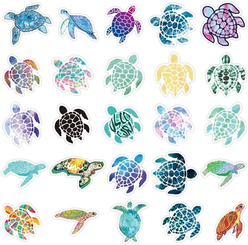 Vista 2 de 102 calcomanías de tortuga marina, lindas calcomanías de tortuga, calcomanías de vinilo impermeables para botella de agua, srapbook, laptop, funda