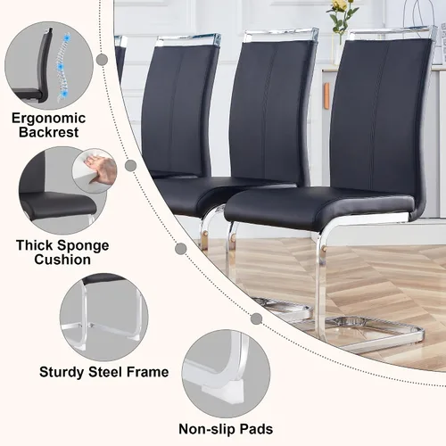 Vista 3 de Juego de mesa de comedor para 4, juego de mesa de cocina moderno con 4 patas de metal tapizadas, juego de mesa de comedor blanco para 4 personas