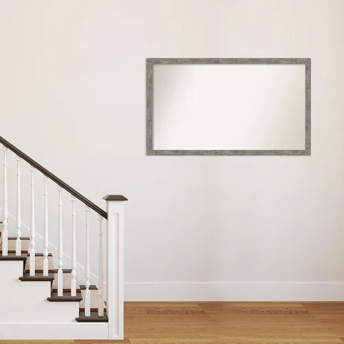 Vista 643 de Amanti Art Silver Bathroom Mirror for Over Sink, 26x35 Custom Made Marred Pewter Rectangle Vanity Mirror, Large Casual Wood Frame, Hangs Horizonally