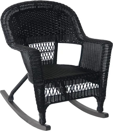 Vista 9 de Jeco Juego de 3 sillas de mimbre Rocker con cojín naranja, color negro