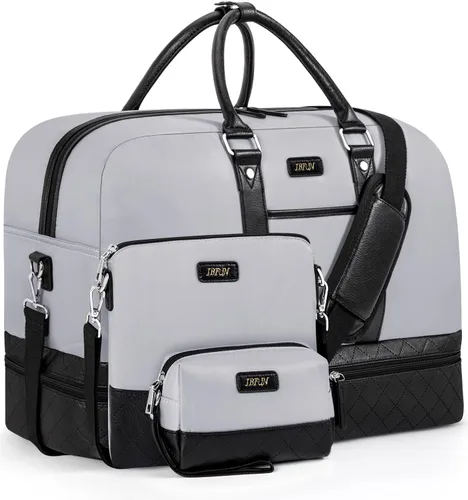 Vista 80 de IBFUN Bolsas de fin de semana para mujer, bolsa grande de lona para viaje, bolsa de viaje con compartimento para zapatos, 21 pulgadas, juego de 3