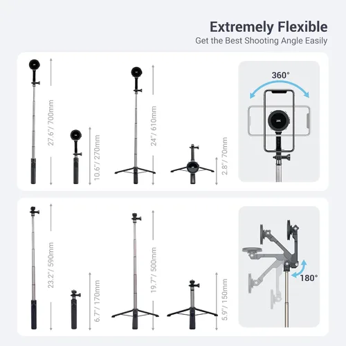 Vista 7 de Trípode magnético para selfie stick con control remoto, soporte magnético para iPhone 17 16 15 14 13 12 Pro Max Mini, trípode de teléfono