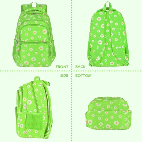 Vista 56 de goldwheat Mochilas impresas margaritas con paquete de almuerzo, estuche de lápices 3pcs, bolsa ligera resistente al agua para la escuela secundaria