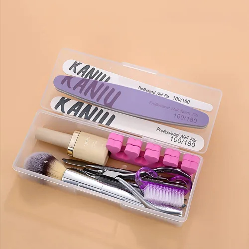 Vista 5 de Paquete de 4 cajas de herramientas de uñas, estuche de plástico para limas de uñas, contenedor de pedicura, estuche de almacenamiento de archivos