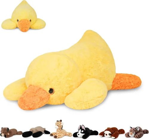 Vista 23 de Niuniu Daddy Animales de peluche con peso de ajolote azul de 24 pulgadas 5 libras para niños, adultos, niñas, niños, juguete de peluche gigante