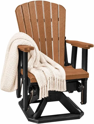Vista 16 de DutchCrafters Slat Fan Back Poly Adirondack Swivel Glider Outdoor Patio Chair (Black)