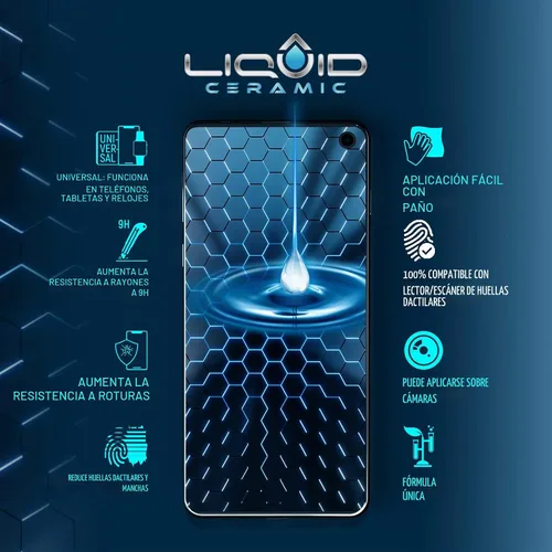 Vista 5 de LIQUID CERAMIC Protector de pantalla de vidrio resistente a arañazos e roturas, nanoprotección para todos los teléfonos, tabletas, relojes