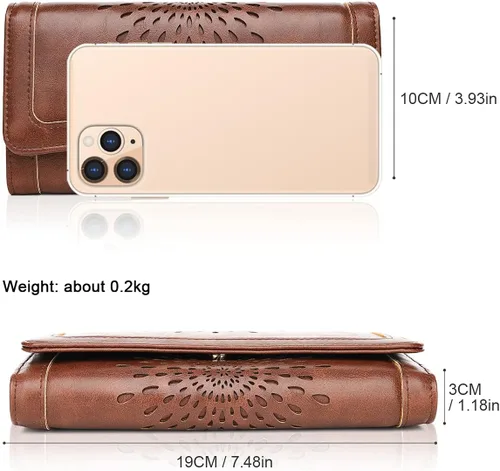 Vista 4 de Aphison - Cartera larga de cuero suave RFID para mujer, con caja de regalo