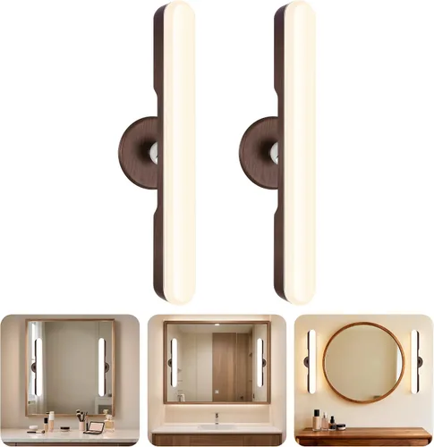 Vista 11 de Juego de 2 luces inalámbricas de maquillaje para espejo, barra de luz LED recargable para espejo de baño con 3 CCT regulables, luz inalámbrica
