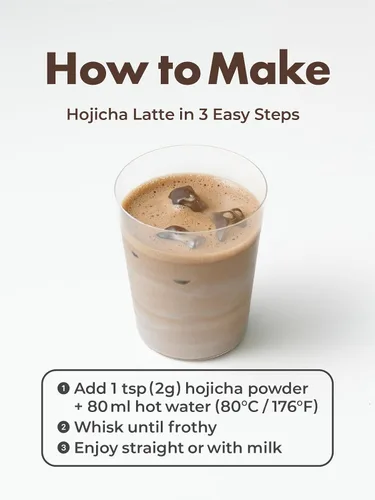 Vista 5 de TAGASHIRA CHAHO Polvo de Hojicha (30g/1.06oz) - Uji de Kyoto, molido en piedra, polvo de té verde tostado japonés para latte, bajo en cafeína, 100%
