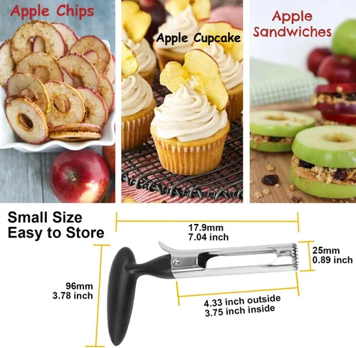 Vista 2 de Pequeña herramienta descorazonadora de manzana, accesorios de cocina de acero inoxidable, removedor de núcleos de frutas para descorazonar, peras