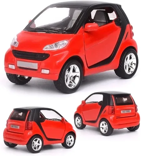 Vista 5 de Escala 1:32 para Smart Fortwo Modelo Diecast Model Car Pullback Vehículo Juguetes Colección de juguetes, Regalo, con Sonido y Luz (Rojo)