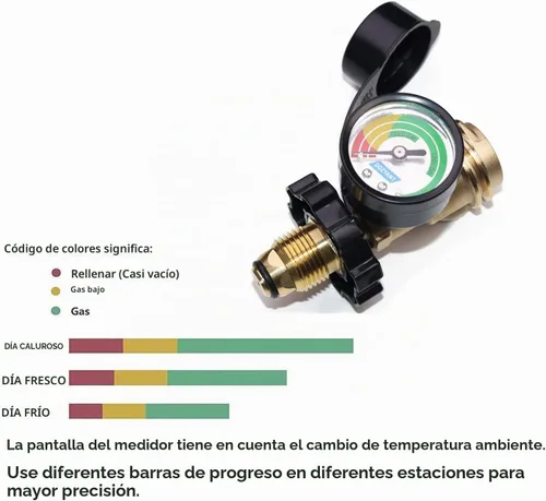 Vista 2 de Adaptador de tanque de propano POL a QCC1 con medidor que convierte