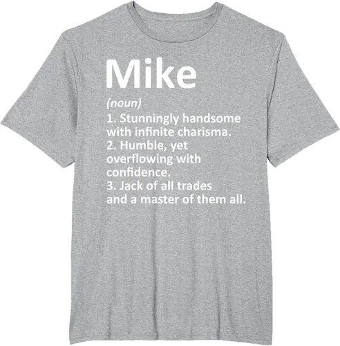 Vista 42 de MIKE Definition - Camiseta divertida para regalo de cumpleaños con nombre personalizado, Negro, S