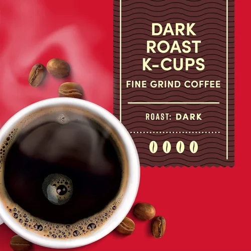 Vista 6 de Tim Hortons Café de tueste oscuro, cápsulas K-Cup de una sola porción compatibles con cafeteras Keurig, 32 K-Cups, rojo