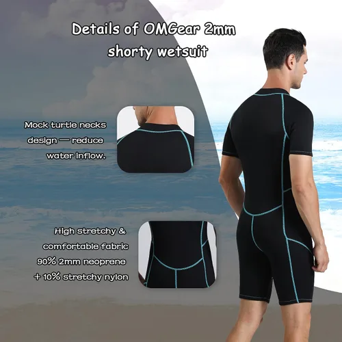 Vista 3 de Traje de neopreno OMGear para buceo de 2 mm y 3 mm para hombres y mujeres, traje de neopreno térmico de cuerpo corto/completo para adultos, traje