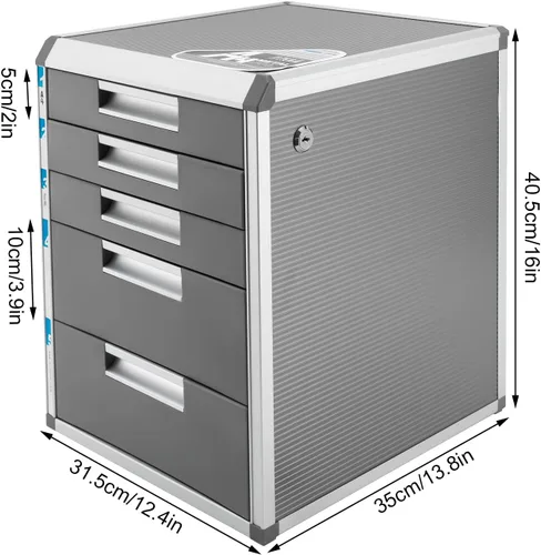 Vista 3 de 5 archivadores laterales de oficina – Archivador lateral de metal con cerradura, gabinete de almacenamiento con cajones debajo del escritorio