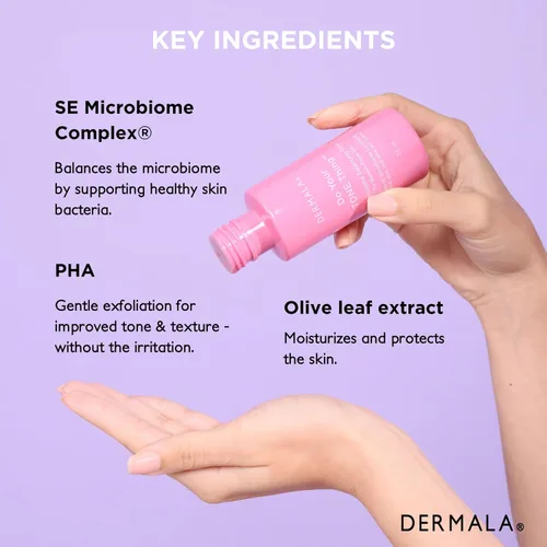 Vista 3 de Dermala Do Your Tone Thing Tónico equilibrante Solución equilibrada de pH PHA Tónico facial para control de aceite PHA para piel propensa a