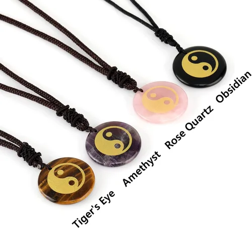 Vista 7 de Collar con colgante de símbolo taoísta de Tai Chi Yin Yang, cadena de amistad, regalo para mujeres y hombres, joyería de amuleto, Cristal, Sin tipo