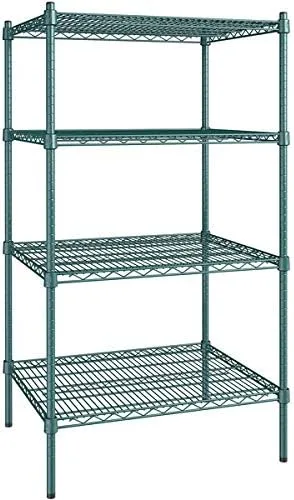 Vista 246 de Kit de 4 estantes de epoxi verde NSF de 21 x 72 pulgadas con postes de 86 pulgadas, estantería de almacenamiento resistente, kit de estantería