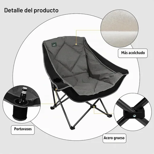 Vista 4 de Northroad Silla de campamento plegable, silla de campamento portátil de gran tamaño con soporte para tazas, silla de césped acolchada resistente