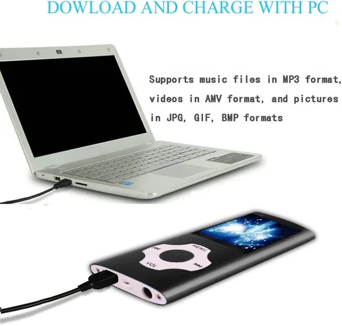 Vista 2 de Hotechs - Reproductor de MP3, reproductor de música MP3 con tarjeta SD de memoria de 32 GB, pantalla LCD digital clásica delgada de 1.82 pulgadas