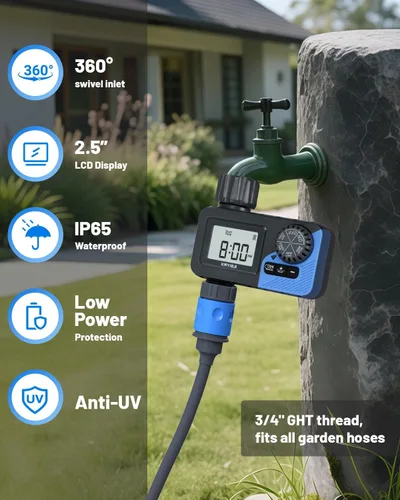 Vista 6 de Temporizador inteligente de aspersores, equipo de sistema de riego de manguera inteligente de jardín programable para jardín, riego automático